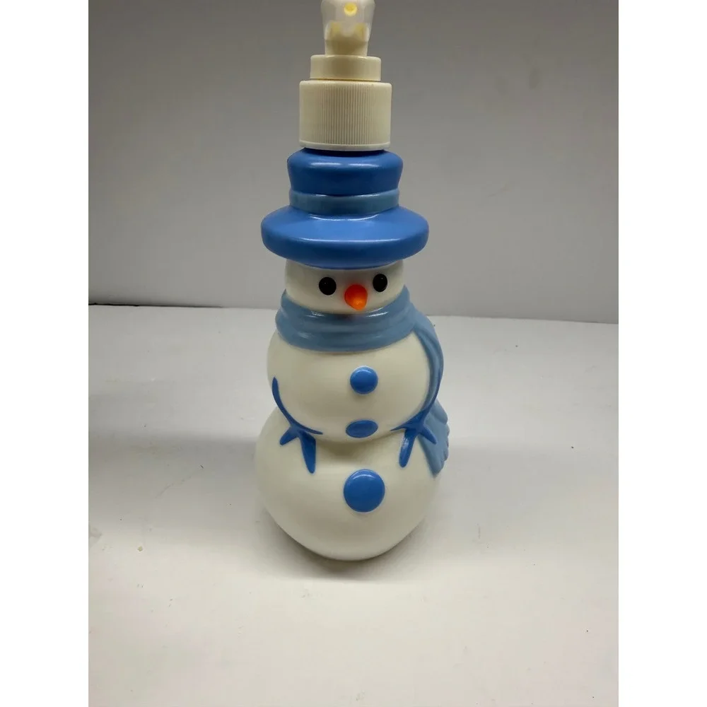 Vintage Avon Jolly Snowman Decanter Collectible Soap Lotion Pump Blue White